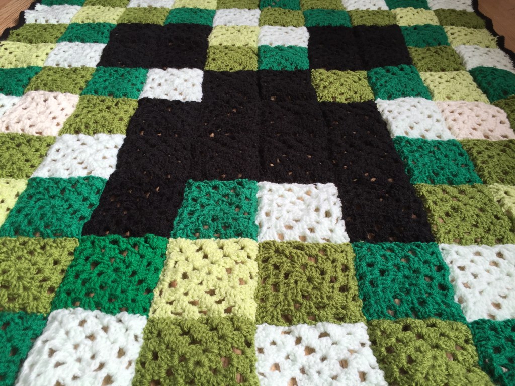 Crochet Granny Square Minecraft Creeper Blanket 
