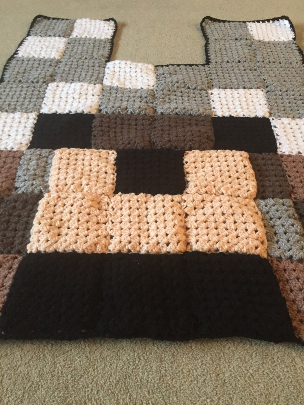 Minecraft Wolf Granny Square Blanket