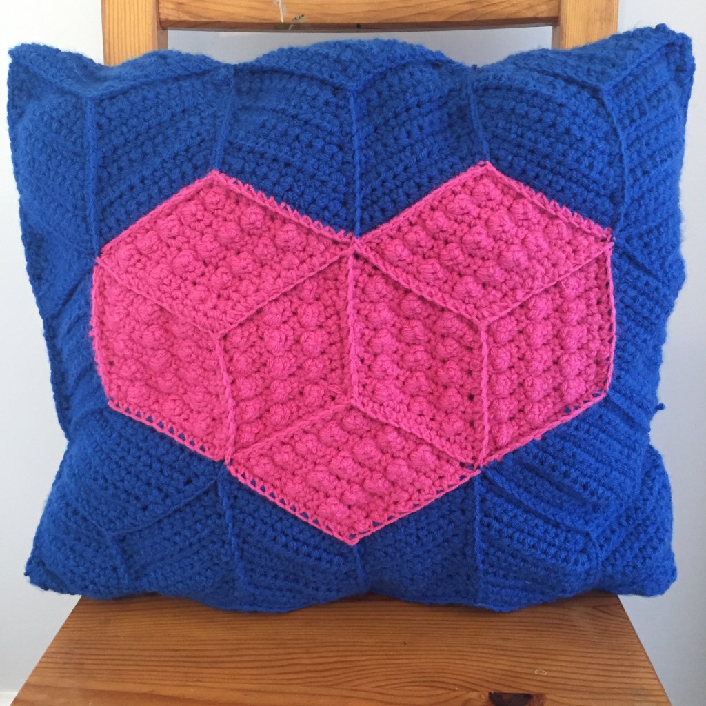 Crochet Tumbling Blocks Effect Heart Cushion: Part&nbsp;1