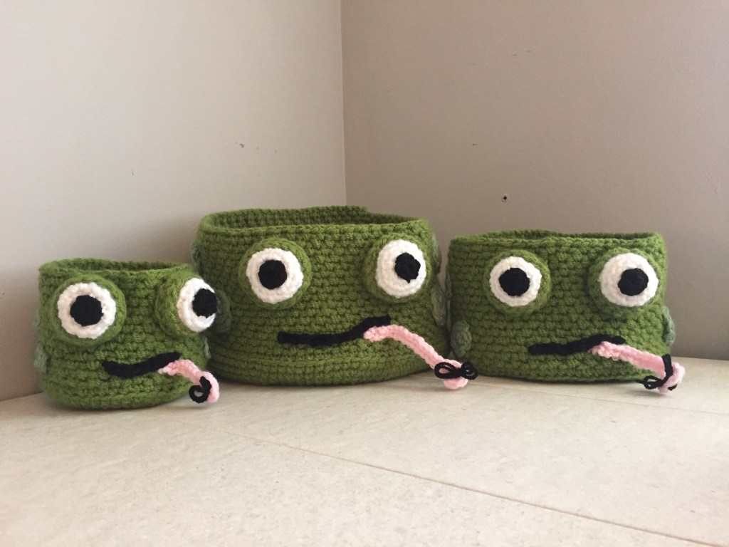 Crochet Storage Basket Series: Crochet Frog Storage Baskets&nbsp;Pattern