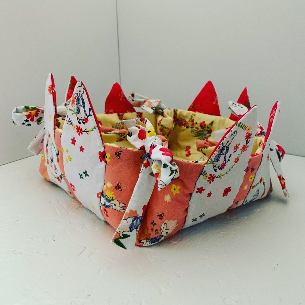 Sewing Tutorial: Easter Tie Corner Basket With Rabbit Ears!