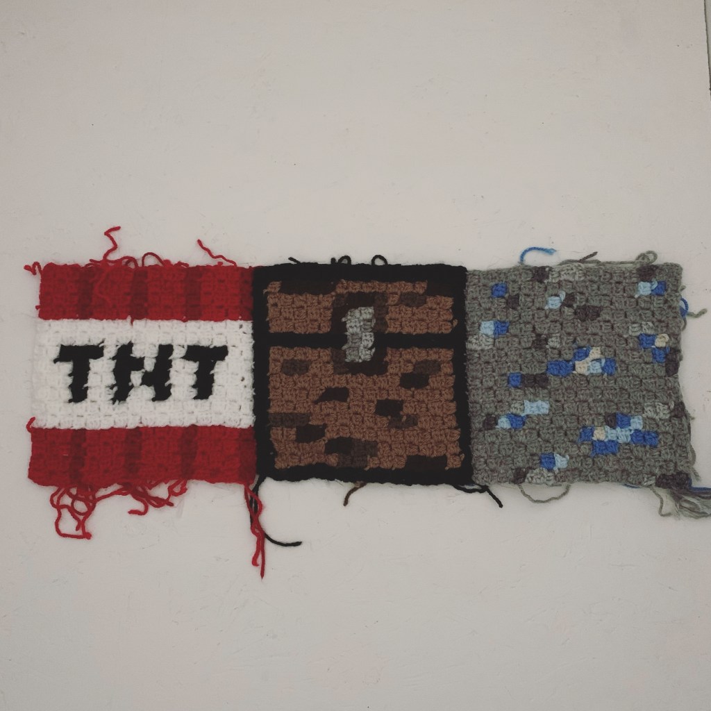 Corner To Corner Crochet Minecraft Block Blanket Pattern: Blocks 1-3 (TNT, Chest, Diamond&nbsp;Ore)