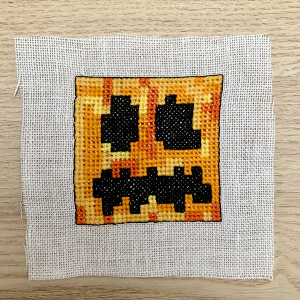 Minecraft Blocks Cross Stitch Pattern Series: Part 1 – Pumpkin/Jack-O-Lantern