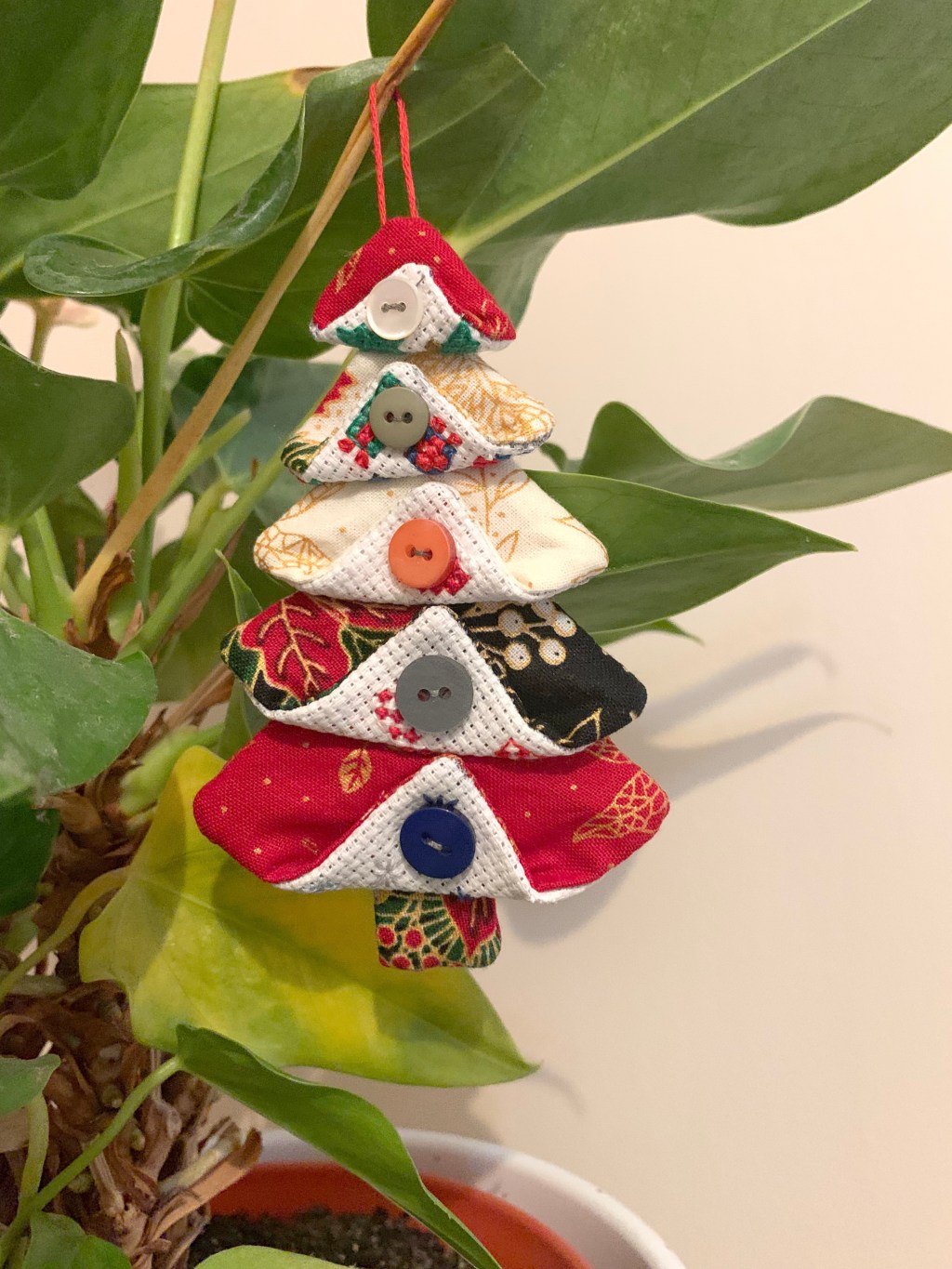 Sewing Tutorial: Folded Fabric Christmas Tree Decorations With Cross Stitch Christmas Design Details – Part&nbsp;2