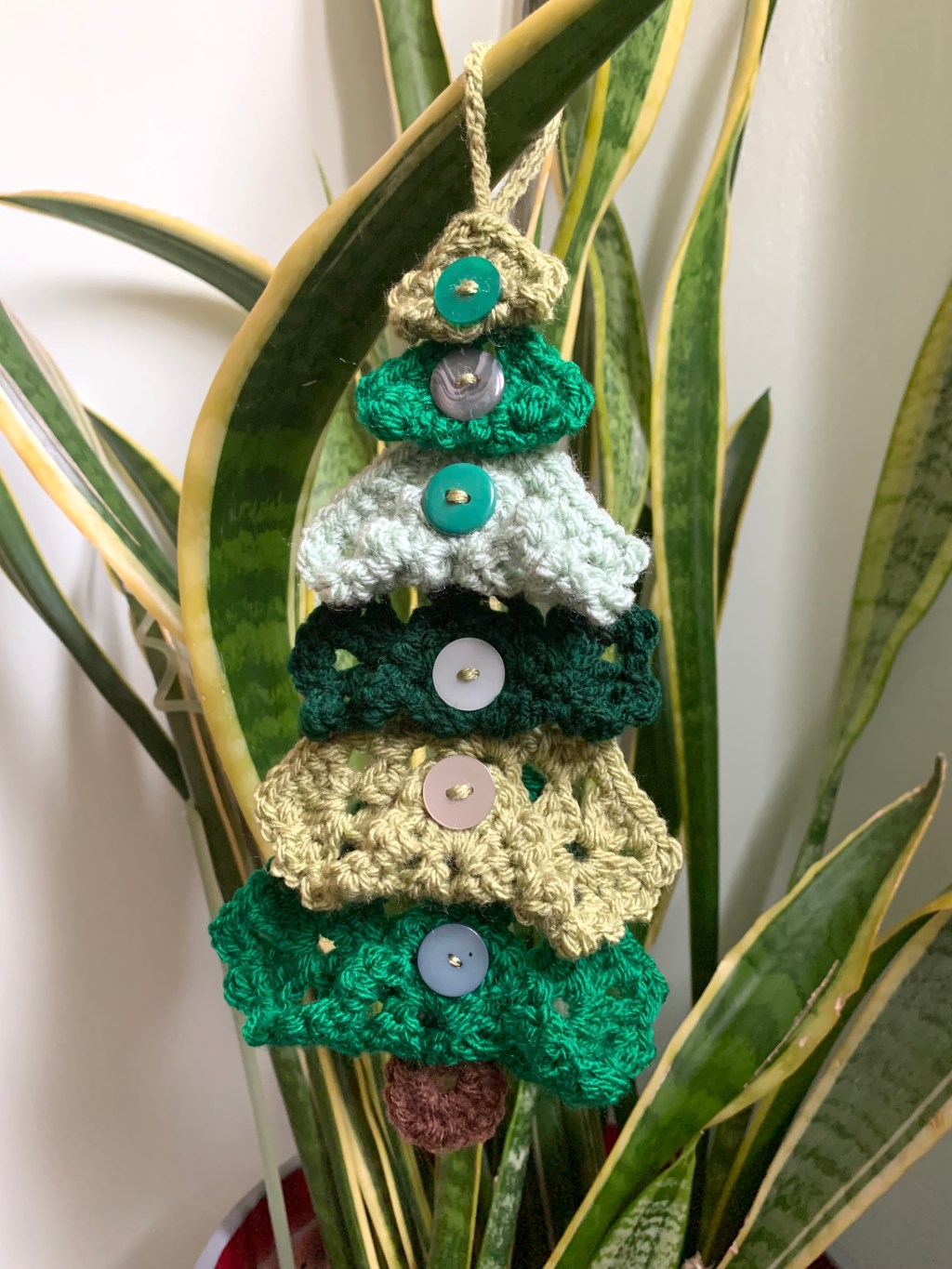 Folded Granny Square Crochet And Button Tree Christmas&nbsp;Decoration