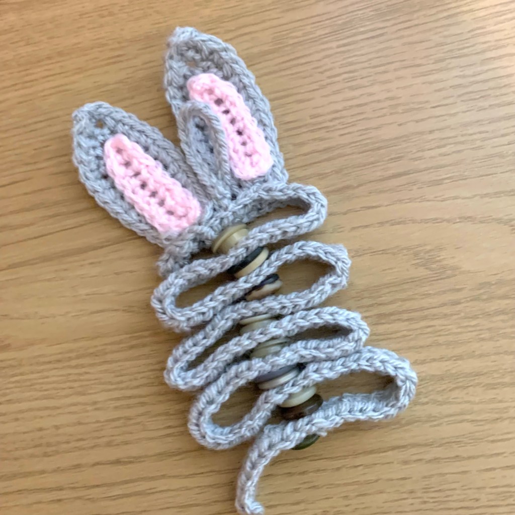 Folded Crochet Ribbon Rabbit Easter Decoration With Button&nbsp;Details