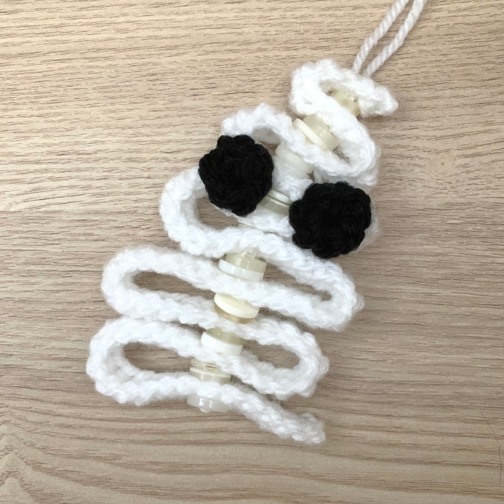 Crochet Folded Ribbon Ghost Decoration With Button&nbsp;Details